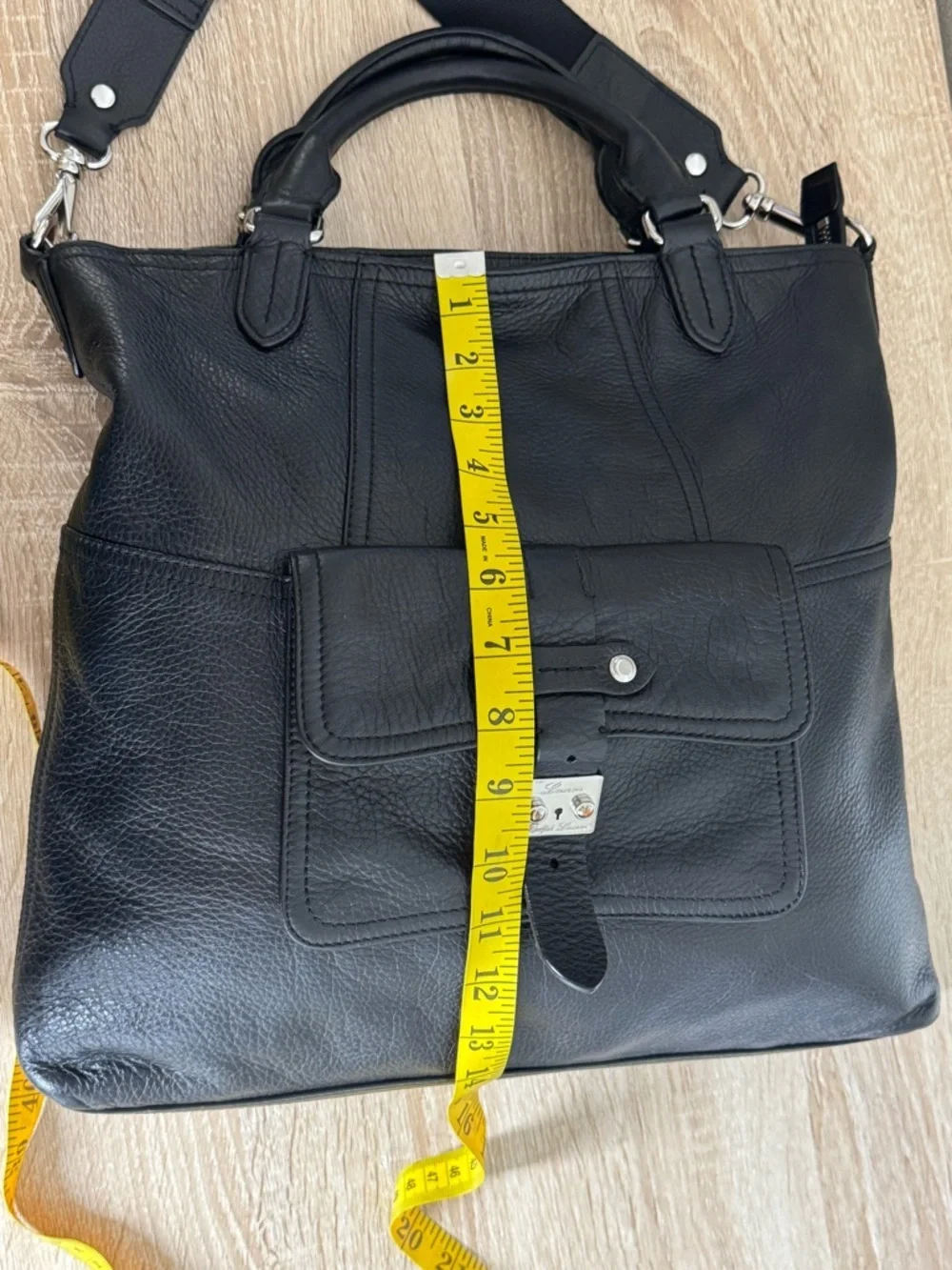 Lauren Ralph Lauren Black Pebbled Leather Tote 2-Way Satchel Bag